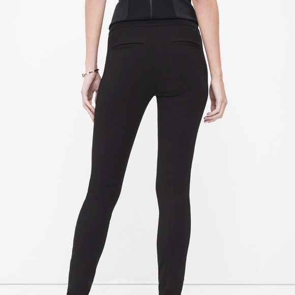 WHBM Black / Gold Brocade Ponte Jacquard Mixed Skinny Pants Size 0L - Picture 3 of 13